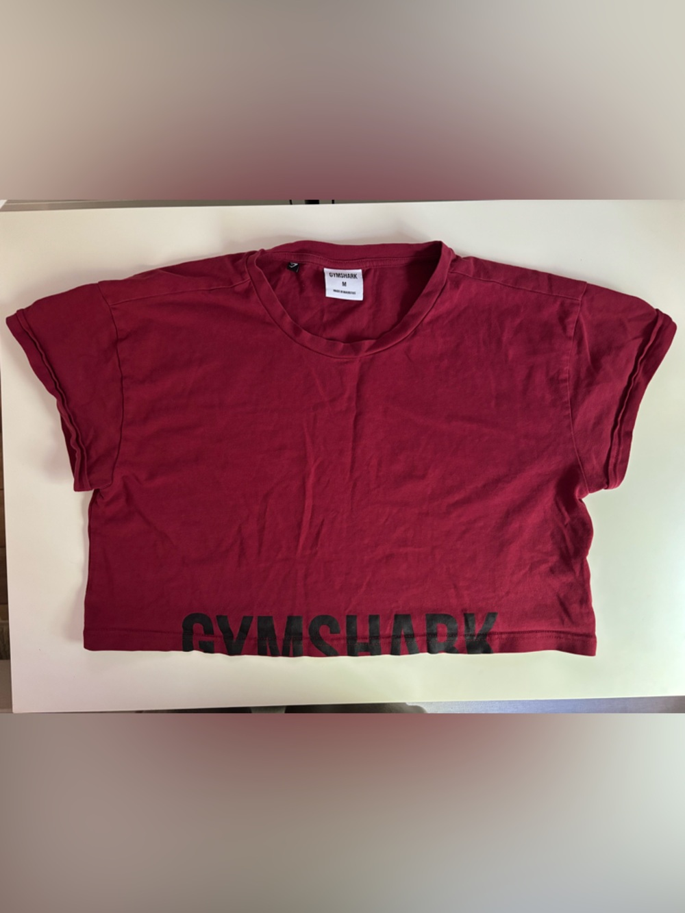 Gymshark Red/Burgundy Crew Neck Cropped Tee Womens S